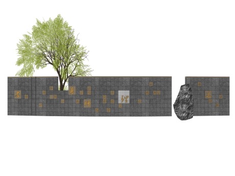 校园文化墙SU模型