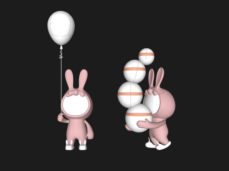 兔子气球雕塑SU模型