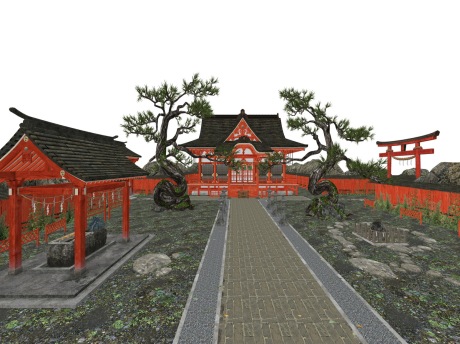 日本古建人幡宫SU模型