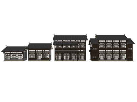 中式古镇商业楼SU模型