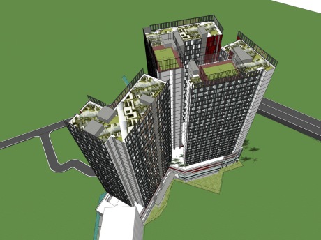 三塔高层公寓SU模型