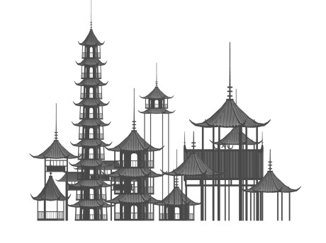中式塔雕塑SU模型