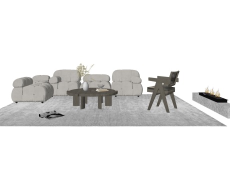 现代客厅沙发茶几组合SU模型