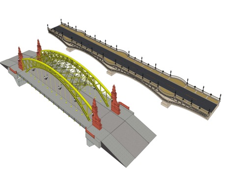 现代景观桥SU模型