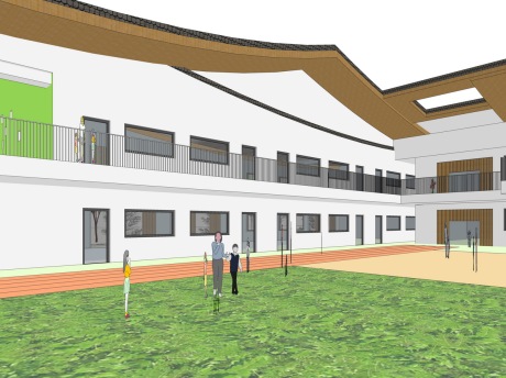 新中式教学楼SU模型