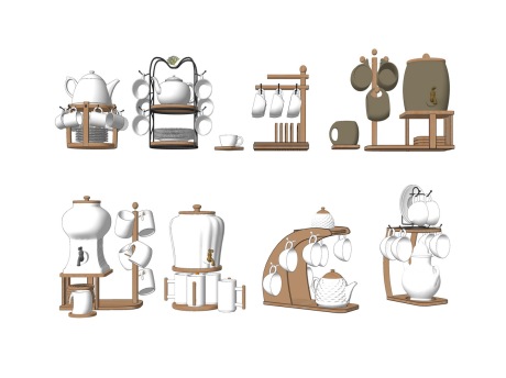 北欧茶壶茶杯茶具组合SU模型