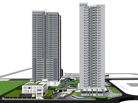 欧街新原兴现代高层住宅SU模型