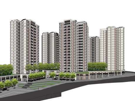 重庆巴南融信澜湾新亚州高层住宅SU模型