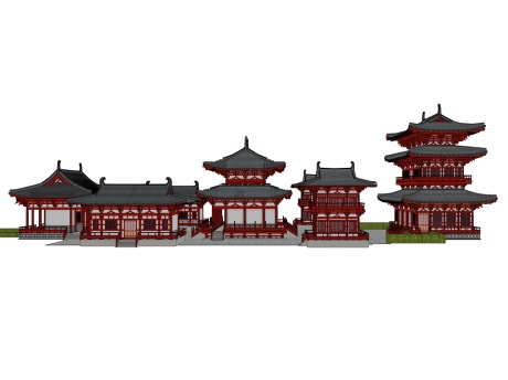 唐风寺庙SU模型
