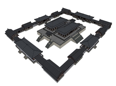 汉代宫殿秦汉建筑SU模型