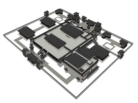 汉代宫殿秦汉建筑SU模型