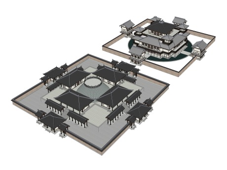 汉代宫殿秦汉建筑SU模型