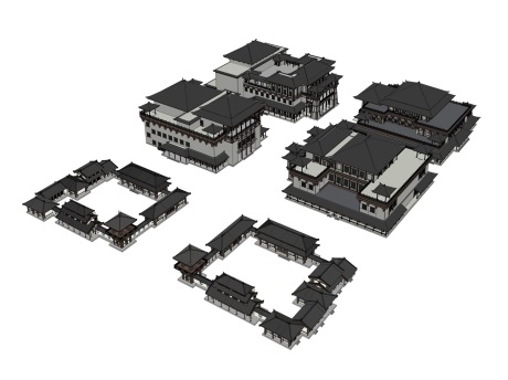 汉代宫殿秦汉建筑SU模型