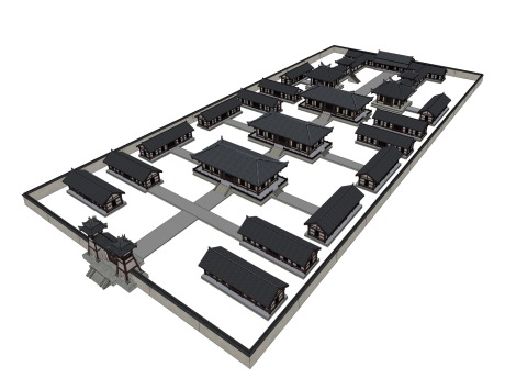 汉代宫殿秦汉建筑SU模型