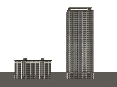 现代高层住宅+洋房SU模型