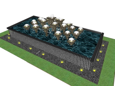 水池水景喷泉SU模型