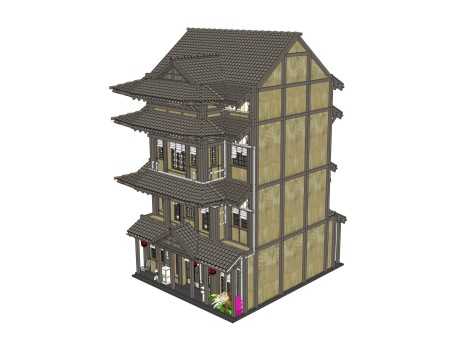 日式商业楼SU模型