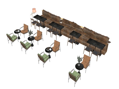 咖啡厅桌椅SU模型