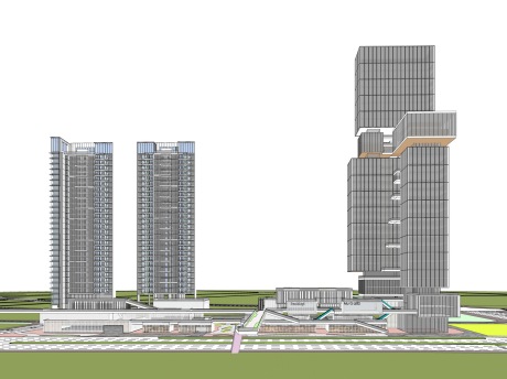 现代办公住宅商业综合体SU模型