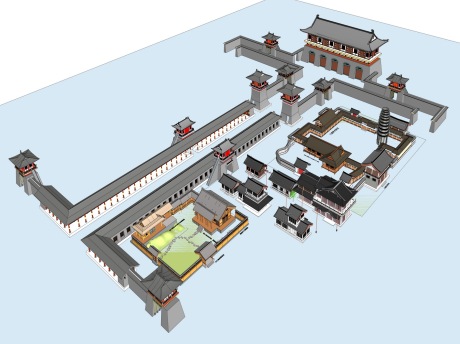 朱雀廊西市刑场SU模型