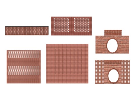 红砖景墙SU模型