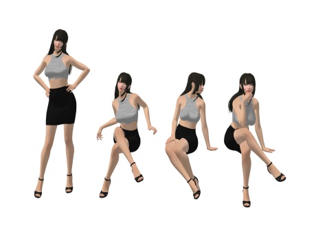 3D坐姿女人物SU模型
