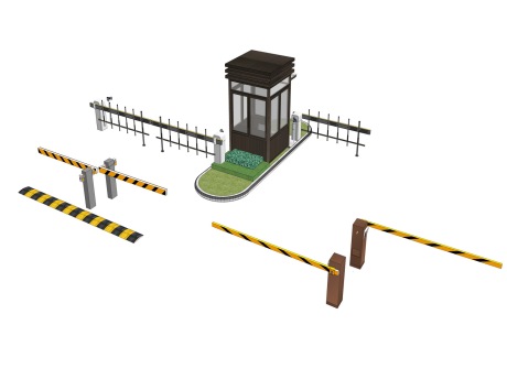 岗亭道闸收费杆SU模型
