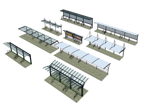 自行车停车棚SU模型