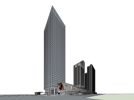 现代办公商业公寓住宅综合体SU模型