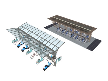 自行车停车棚SU模型
