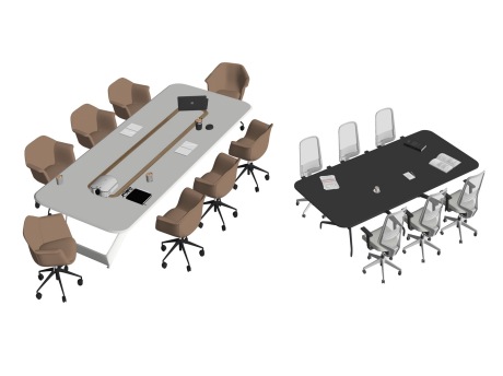 现代会议桌椅SU模型