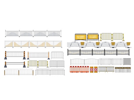 市政道路护栏栏杆路障隔离栏SU模型