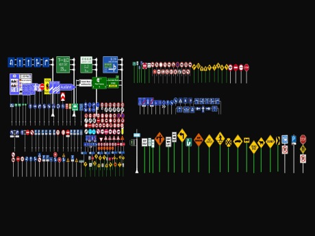 交通指示牌标识牌警示牌SU模型