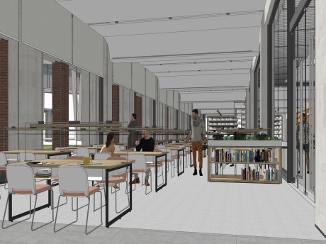 现代图书馆空间SU模型