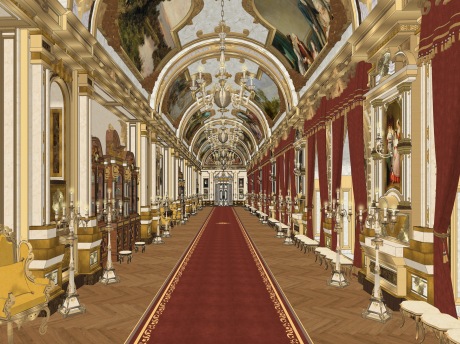 欧式宫殿走廊SU模型