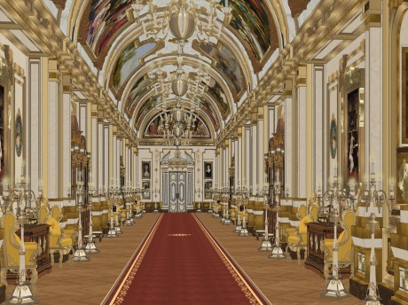 欧式宫殿走廊SU模型