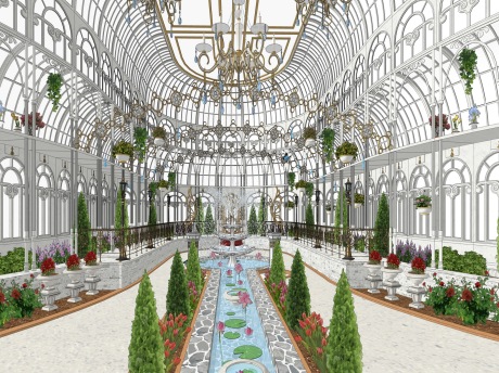 欧式植物园宫殿SU模型
