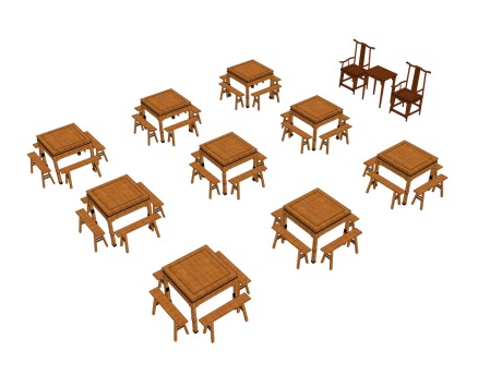 乡村桌椅SU模型