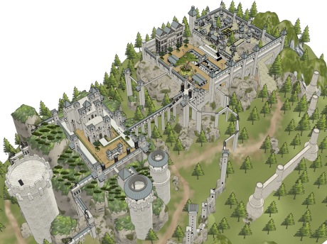 欧式城堡堡垒王国SU模型