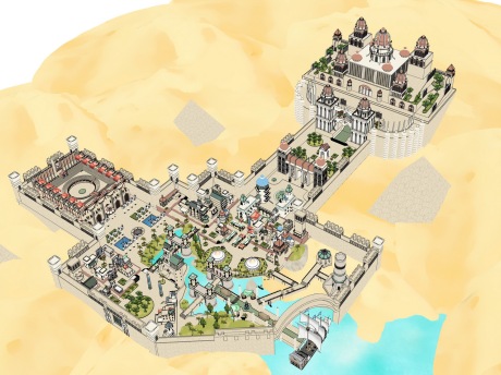 欧式城堡沙漠王国SU模型