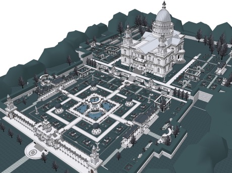 欧式神殿神庙遗址SU模型