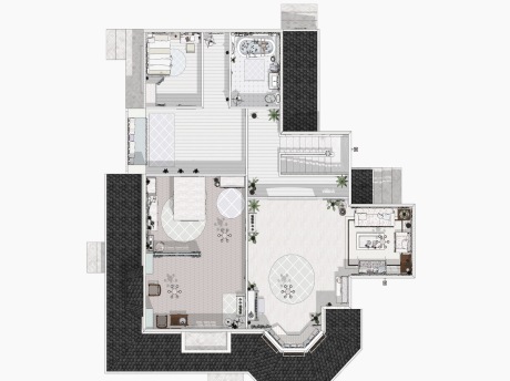 欧式两房两厅家装空间SU模型