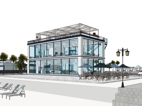 海边咖啡厅SU模型