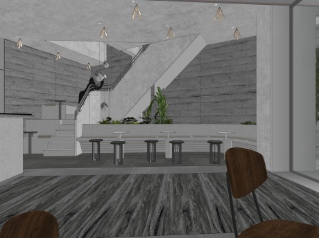 现代咖啡厅SU模型