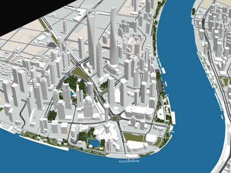 上海市地形图白模SU模型