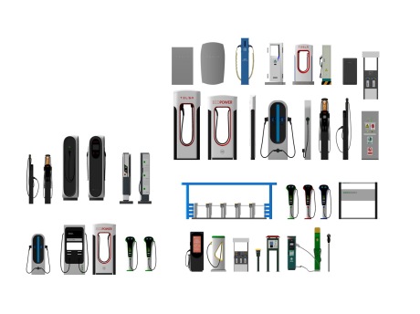 新能源汽车充电桩充电站SU模型