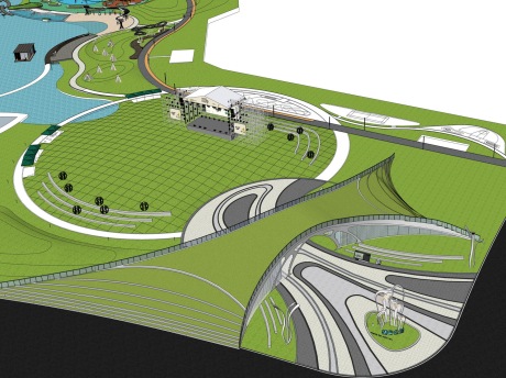 栖谷公园景观SU模型