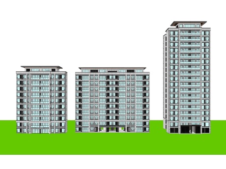 新中式高层住宅SU模型