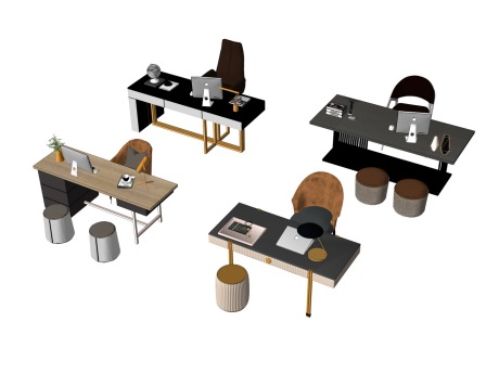 现代书桌椅SU模型