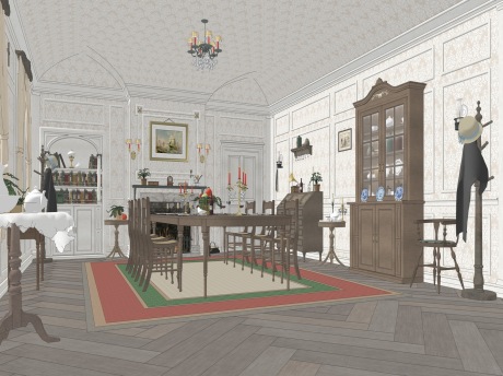 维多利亚时代餐厅SU模型